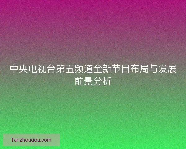 中央电视台第五频道全新节目布局与发展前景分析